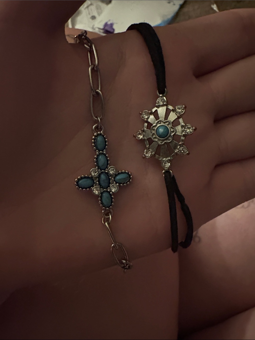Handcrafted Turquoise Charm Bracelet Set - Blue